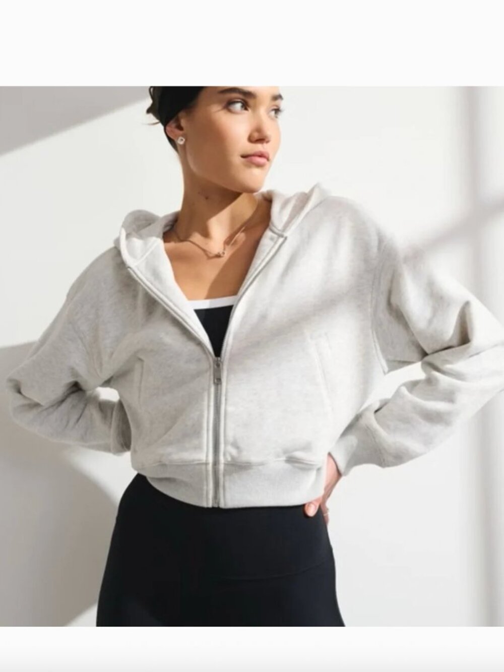 Abercrombie Cropped Sunday Full-Zip Hoodie